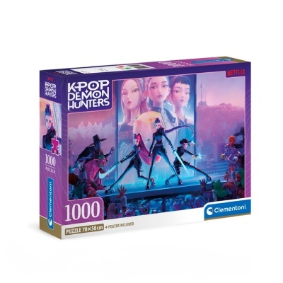 Quebra-cabeças KPOP Demon Hunters da Netflix com 1000 peças e imagem animada em roxo