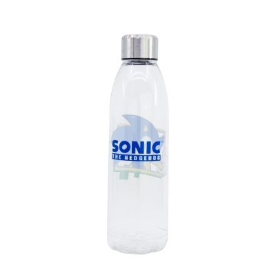 Garrafa transparente com tampa inox e logo Sonic the Hedgehog