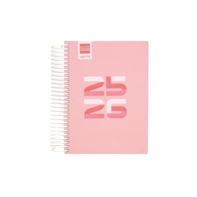 Agenda 25 26 rosa com espiral branca