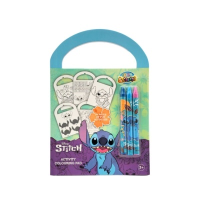 Conjunto Disney Stitch com bloco de atividades para colorir e canetas coloridas