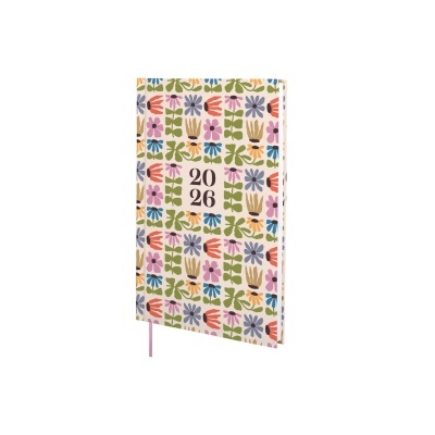 Agenda 2026 com capa floral colorida em fundo branco