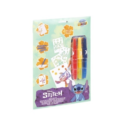 Conjunto de atividade Disney Stitch com marcadores coloridos e stencils