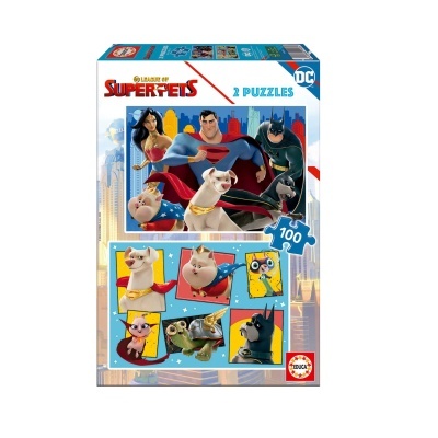 Puzzle DC League of Super-Pets com 100 peças e personagens de super-heróis em cães