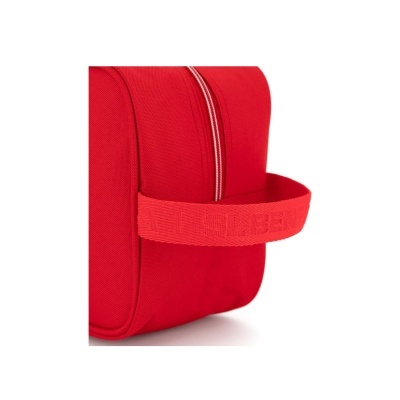 Bolsa vermelha com fecho branco e alça lateral 