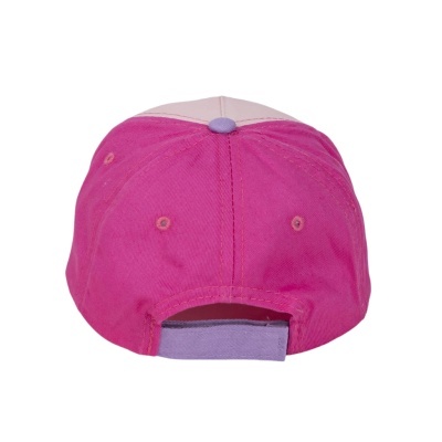 Boné rosa com fecho ajustável lilás visto de trás