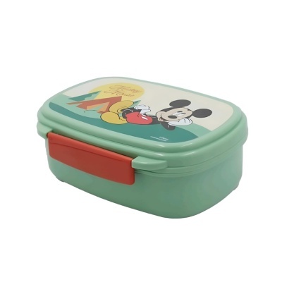 Caixa para almoço verde com tampa decorada com Mickey Mouse