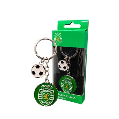 Porta-chaves do Sporting com emblema e bola de futebol, embalado