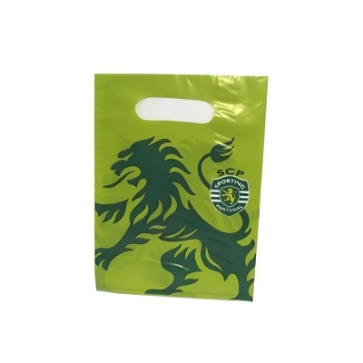 Saco plástico verde do SCP Sporting com leão e emblema
