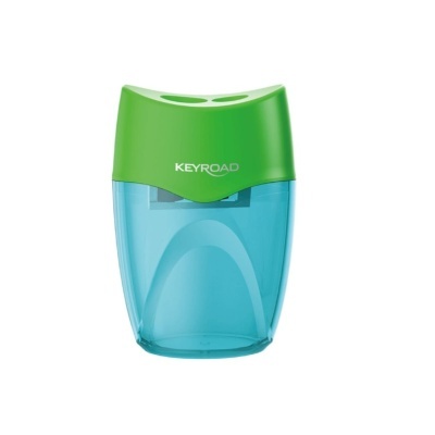 Apontador Keyroad verde e azul translúcido