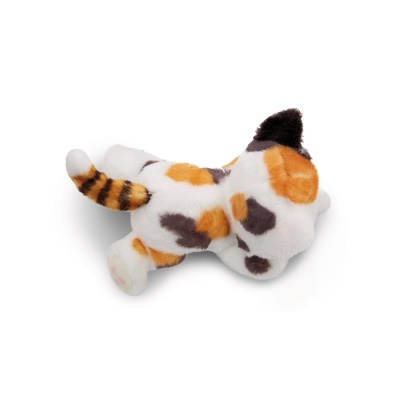 Pelúcia de gato tricolor branca, laranja e castanha