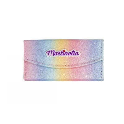 Carteira colorida com texto Martinelia em relevo