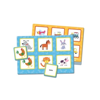 Tabuleiros de jogo para crianças com imagens de animais e veículos em várias cores
