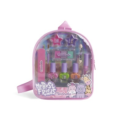Mochila para crianças cor-de-rosa com kit de verniz para unhas dentro