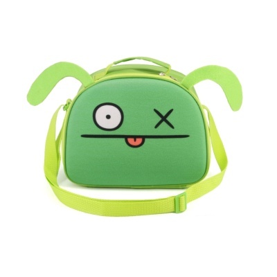 Mochila infantil verde com rosto e orelhas macias