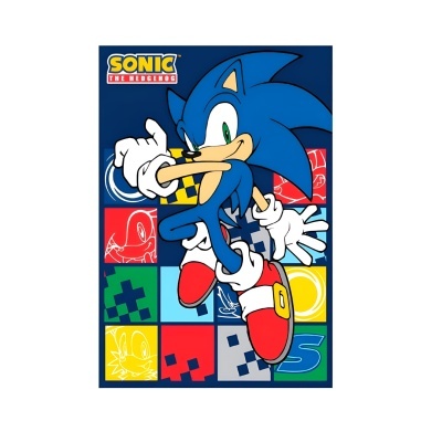 Manta com estampa do Sonic The Hedgehog em blocos coloridos