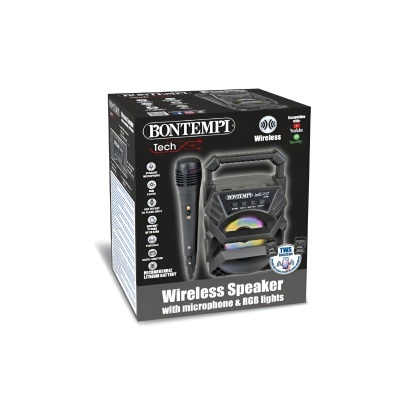 Coluna portátil Bontempi Tech Wireless Speaker com microfone e luzes RGB