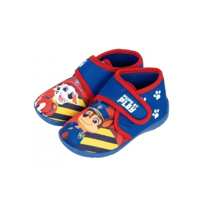 Pantufas infantis Paw Patrol azuis e vermelhas com velcro