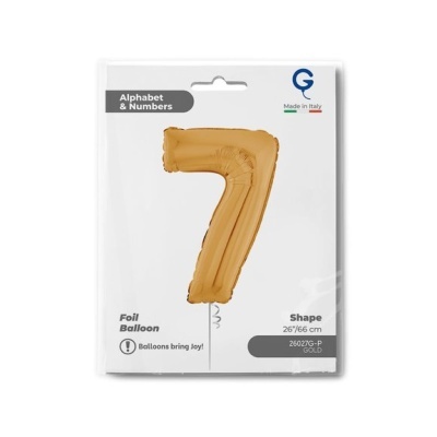 Balão dourado número 7 embalado