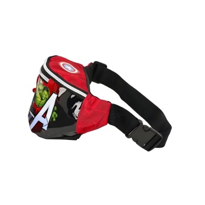 Pochete vermelha e preta com personagens dos Vingadores