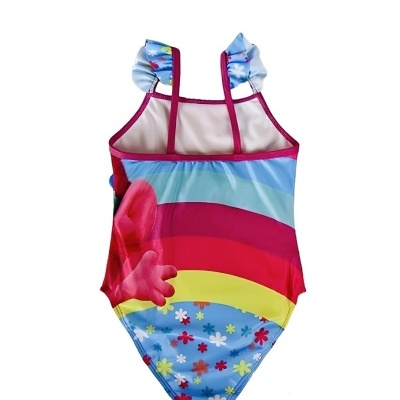 Fato de banho para criança colorido com flores e faixas