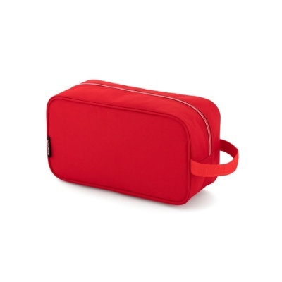 Necessaire retangular vermelha com fecho e pega lateral