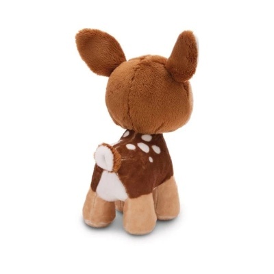 Pelúcia de veado marrom com pintas brancas vista de trás