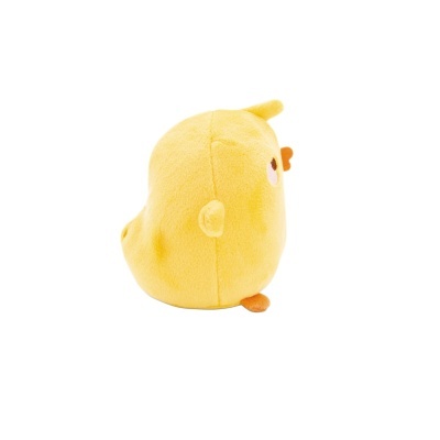 Pelúcia amarela em forma de pintainho vista lateral