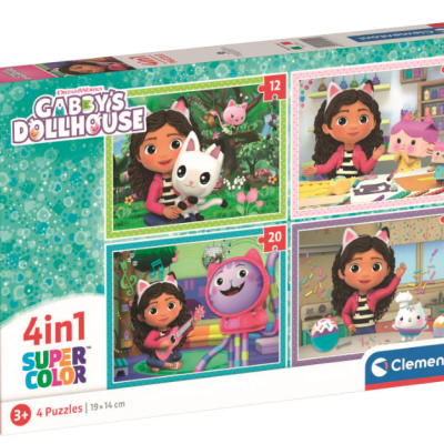 Caixa de puzzle GABY'S DOLLHOUSE 4 em 1 com personagens animados