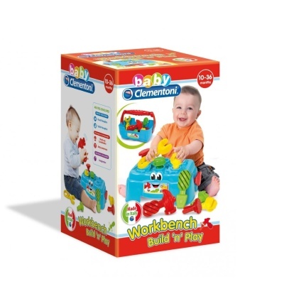 Brinquedo banco de trabalho para bebés entre 10 e 36 meses com ferramentas coloridas