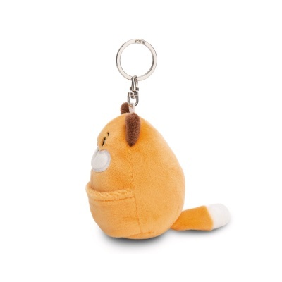 Porta-chaves de peluche em forma de gato cor de laranja e branco