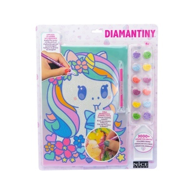 Kit pintura diamantina unicórnio colorido com pedras e ferramentas