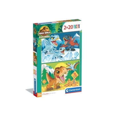 Caixa de puzzles Clementoni Jurassic World Explorers com dinossauros para crianças