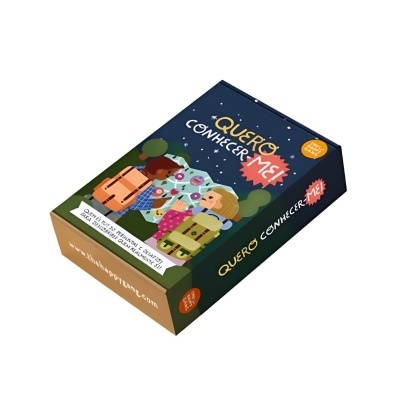 Caixa do jogo Quero Conhecer-me com ilustração de crianças e texto