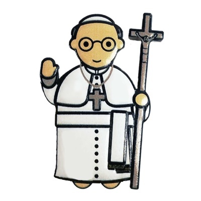 Pin do Papa de roupagem branca com cajado e crucifixo