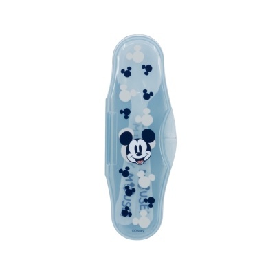 Estojo azul claro com desenhos da face do Mickey Mouse