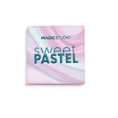 Embalagem de produto quadrada com cores pastel e texto 'MAGIC STUDIO sweet PASTEL'
