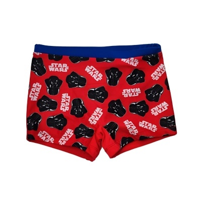 Cuecas vermelhas Star Wars com padrão de capacetes negros e texto branco
