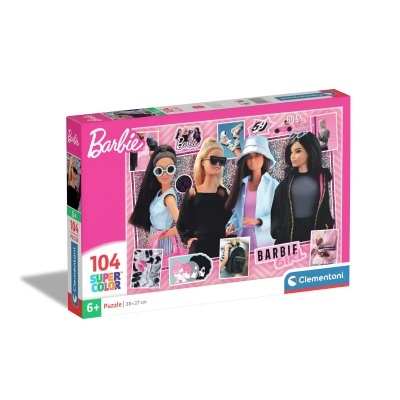 Caixa de quebra-cabeças Barbie com 104 peças e imagem de quatro bonecas