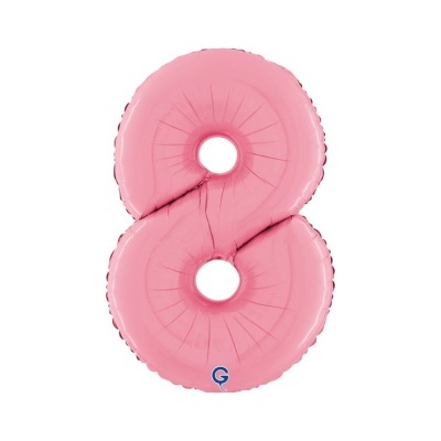 Balão de festa em forma do número 8 cor-de-rosa metálico