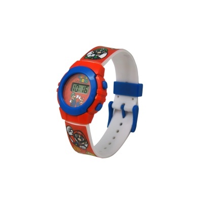 Relógio digital infantil com bracelete decorada com personagens de videojogos