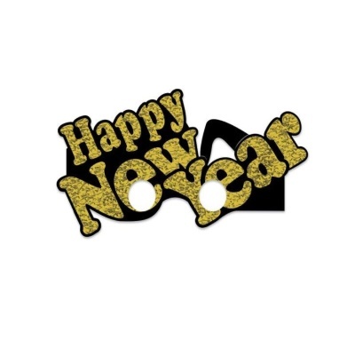 Óculos de festa 'Happy New Year' dourados com armação preta