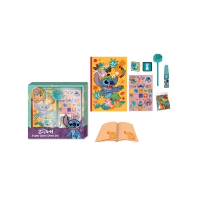 Conjunto de diário decorativo Disney Stitch com vários acessórios sobre fundo branco