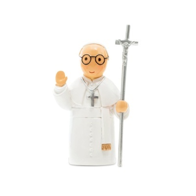 Figura de plástico do Papa em fundo branco