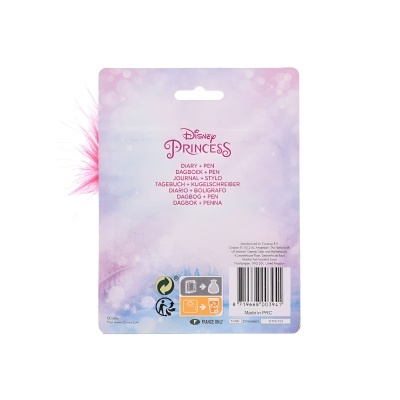 Embalagem de diário Disney Princess com caneta e pena rosa