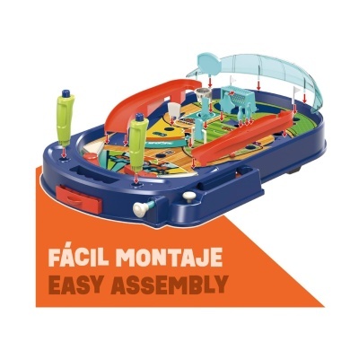 Jogo de mesa colorido com texto 'FÁCIL MONTAJE EASY ASSEMBLY'
