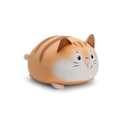 Pelúcia de gato castanho e branco