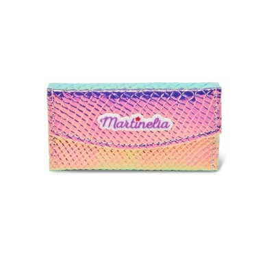 Carteira holográfica pequena com padrão de escamas e logótipo Martinelia