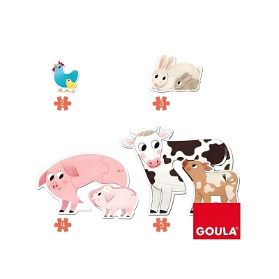 Puzzles de animais da quinta em madeira com peças grandes e coloridas