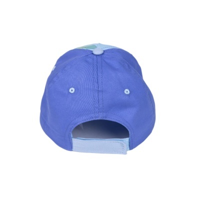 Boné azul com ajuste de velcro azul claro visto por trás