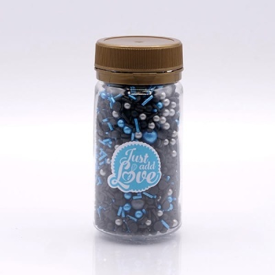 Frasco com confeites coloridos para decoração